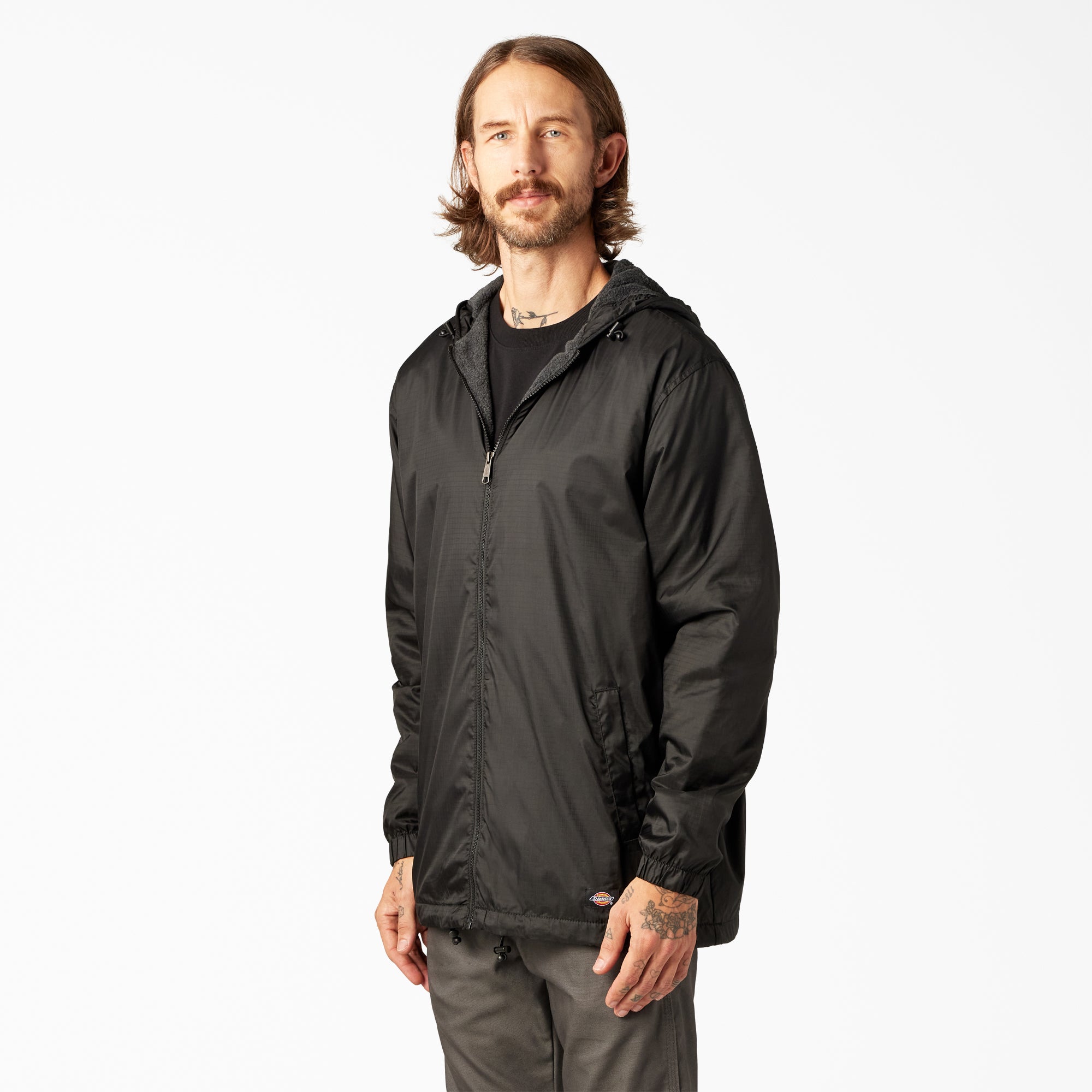Fleece Lined Nylon Hooded Jacket - Image 3