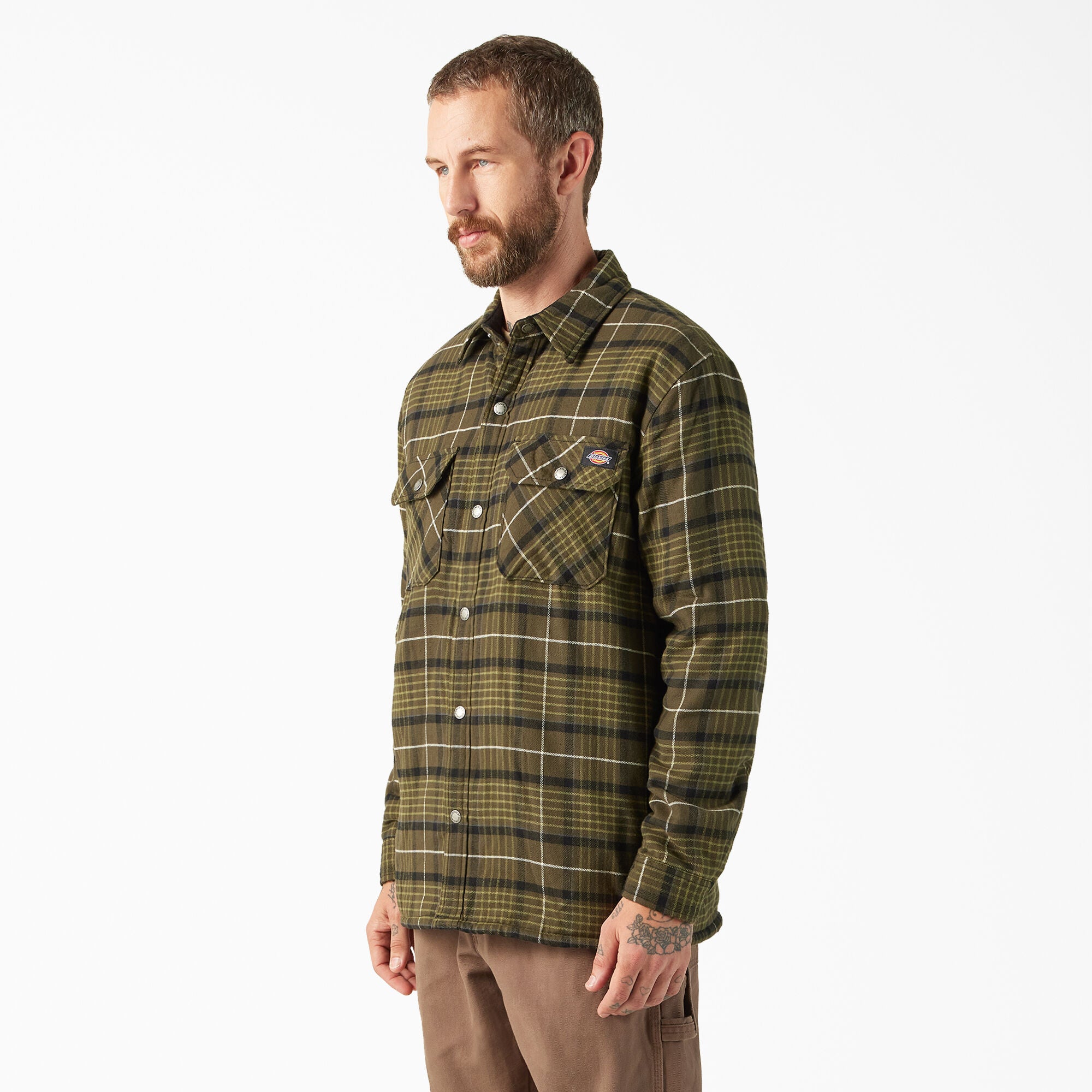 Water Repellent Fleece-Lined Flannel Shirt Jacket - Image 3