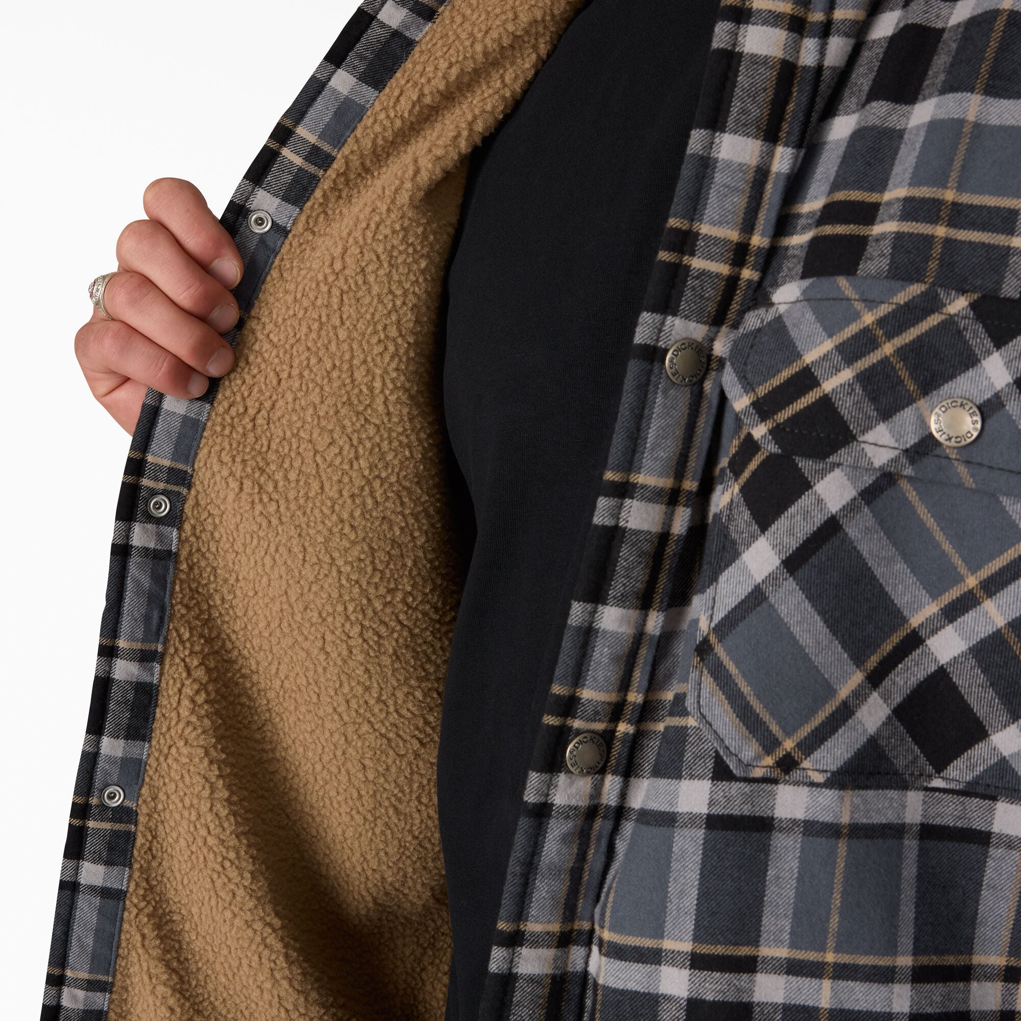 Water Repellent Fleece-Lined Flannel Shirt Jacket - Image 6
