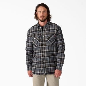 Water Repellent Fleece-Lined Flannel Shirt Jacket