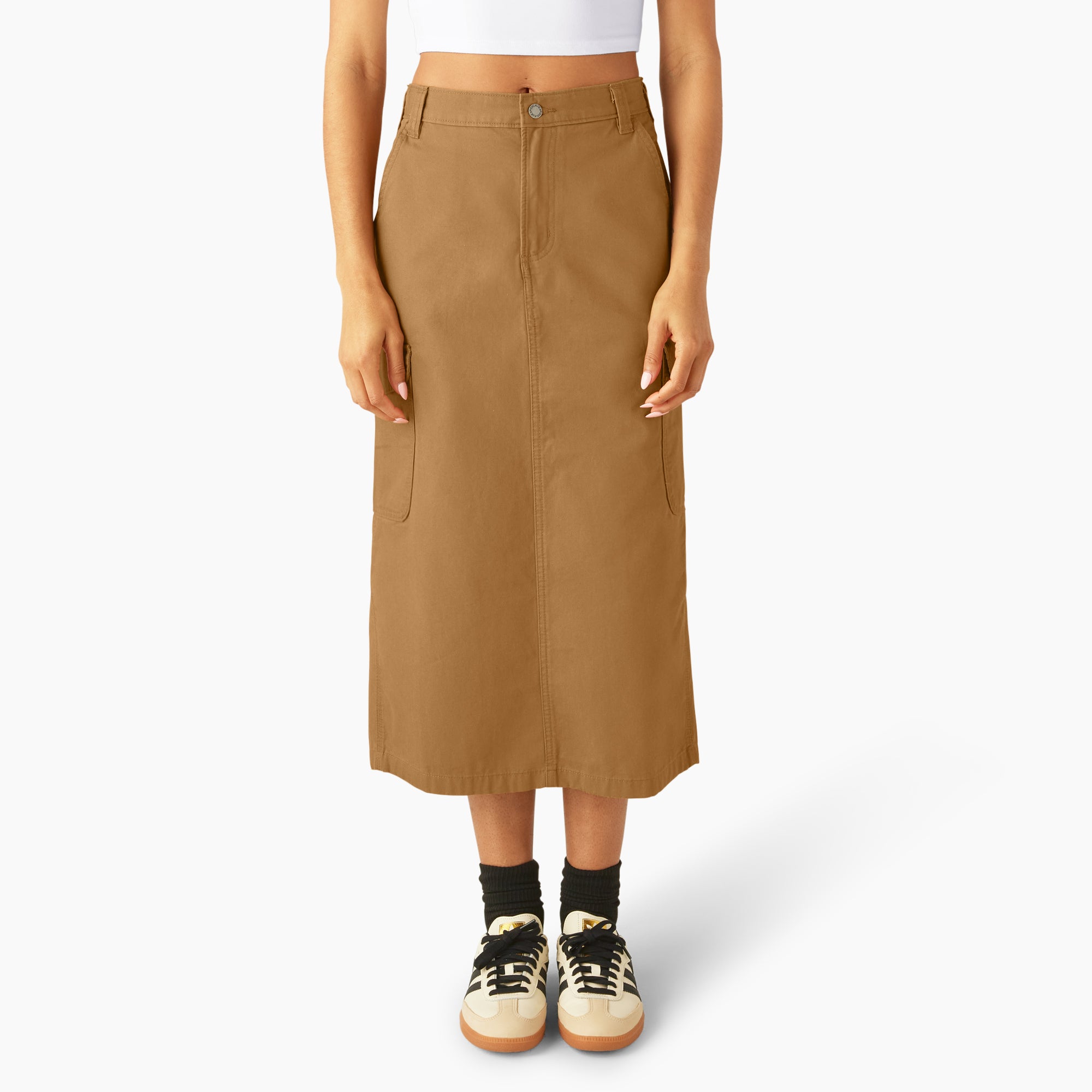 Women's Duck Canvas Cargo Midi Skirt
