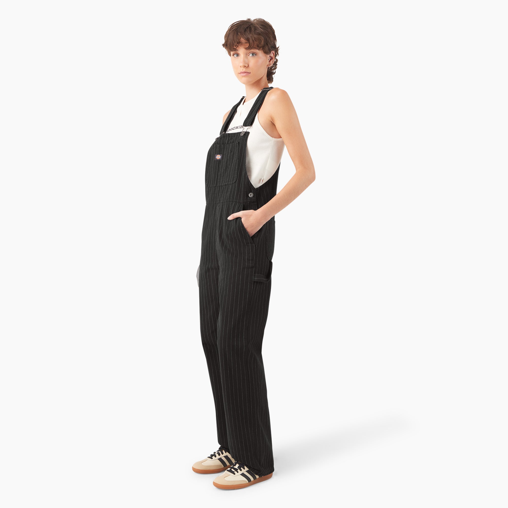 Women's Pinstripe Service Bib Overalls - Image 3