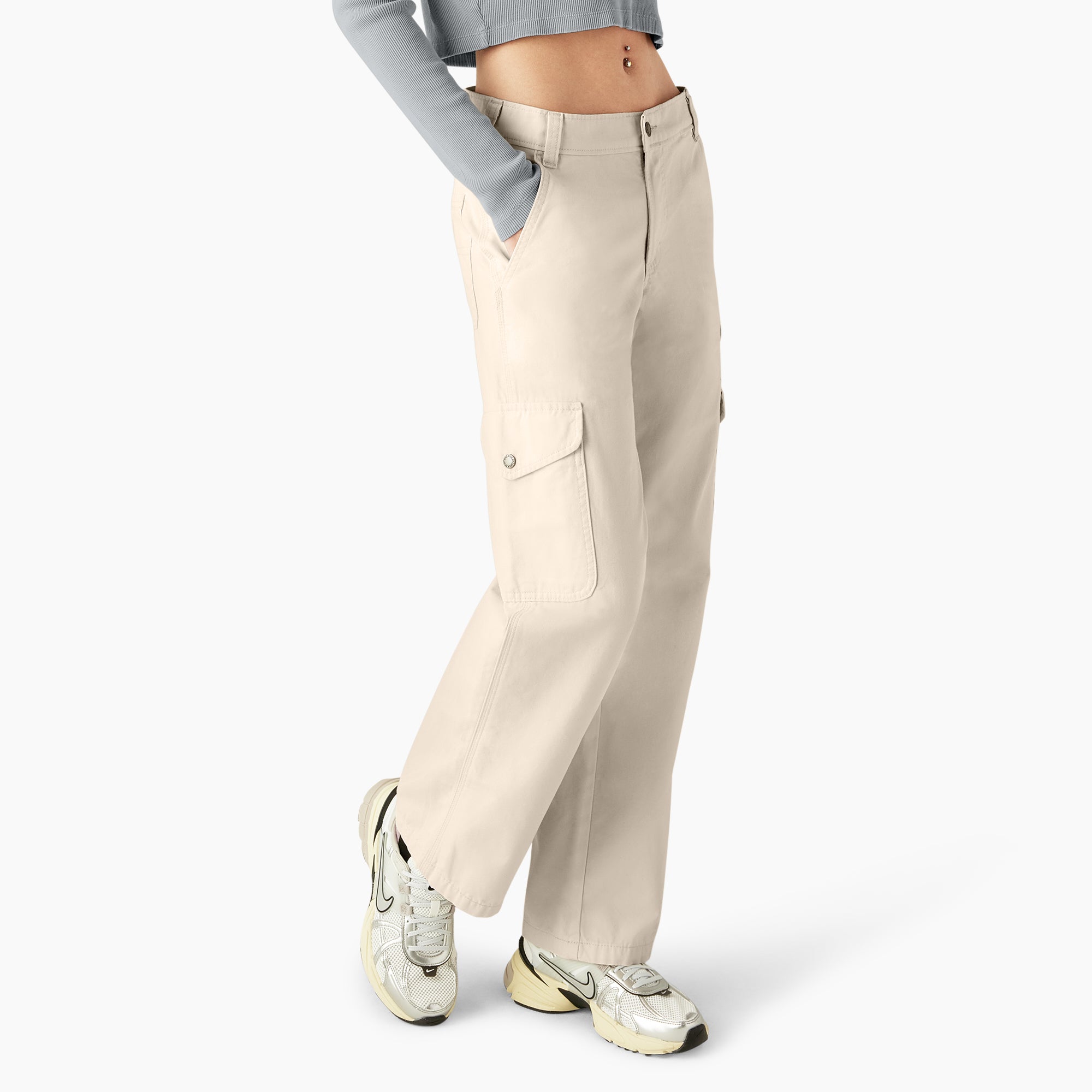Women's Relaxed Fit Duck Canvas Cargo Pants - Image 4