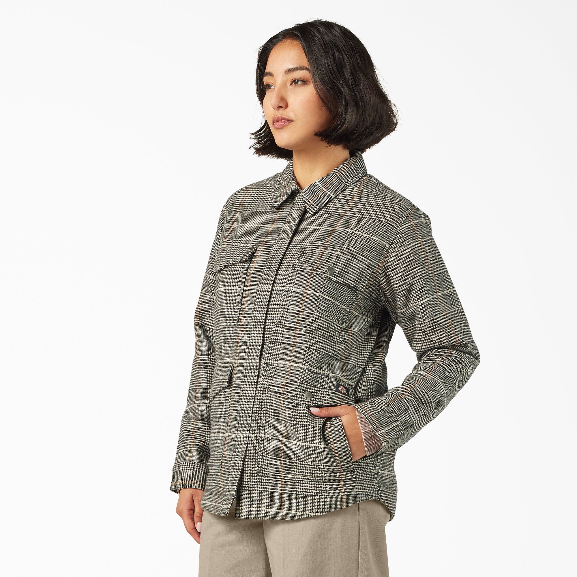 Women's Fleece Lined Flannel Chore Coat - Image 3