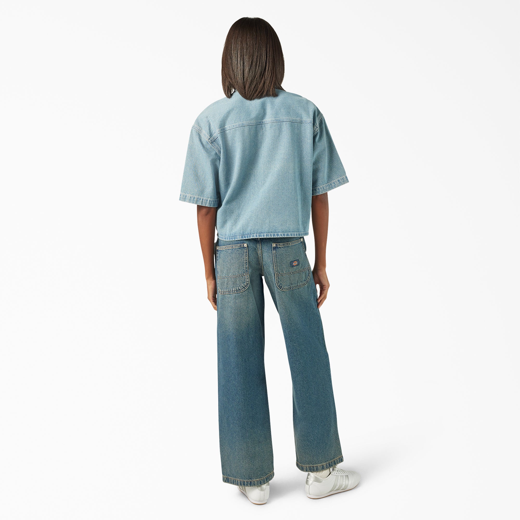 Women's Cropped Denim Work Shirt - Image 5