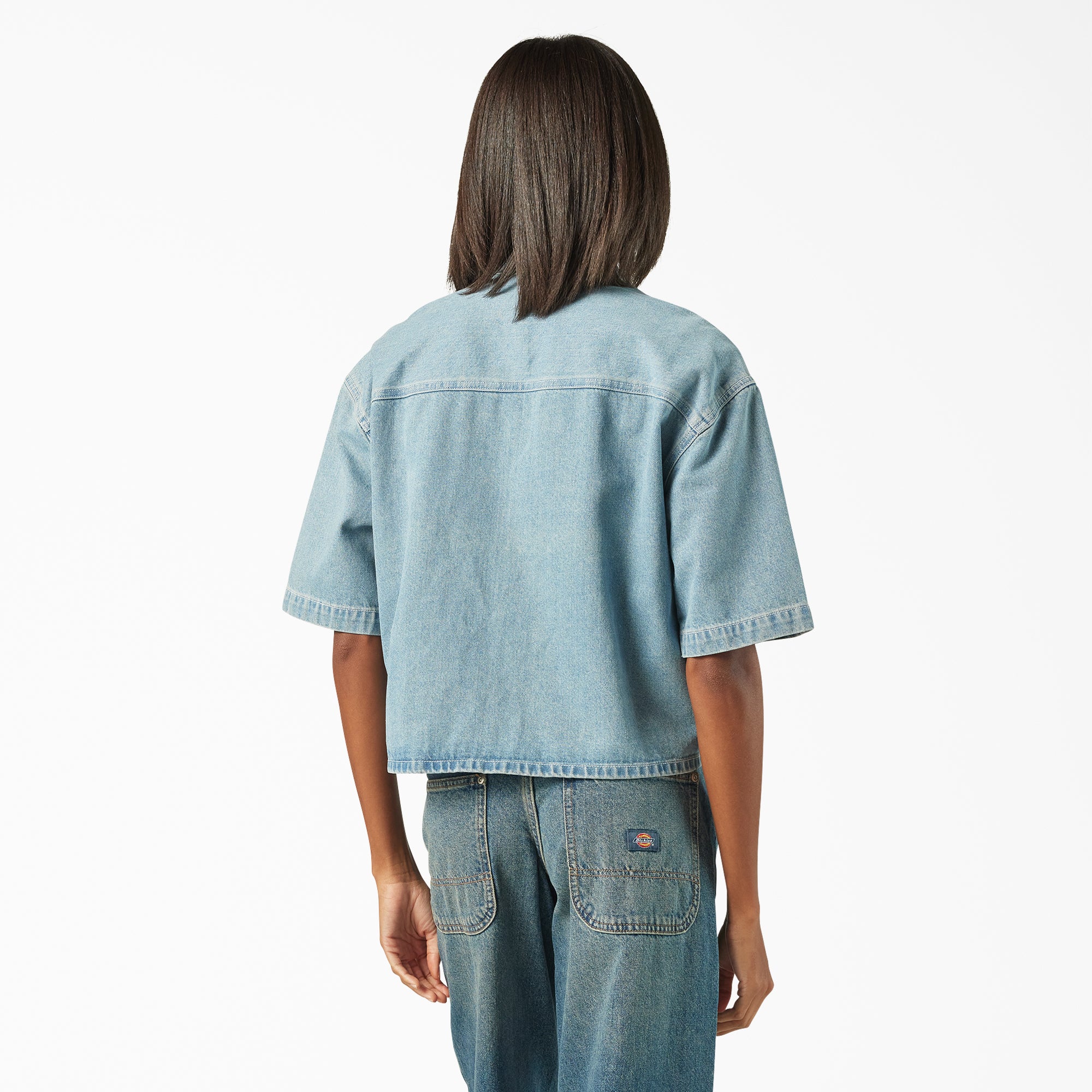 Women's Cropped Denim Work Shirt - Image 2