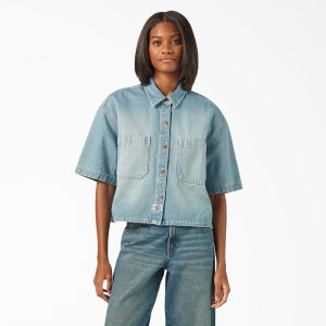 Women's Cropped Denim Work Shirt