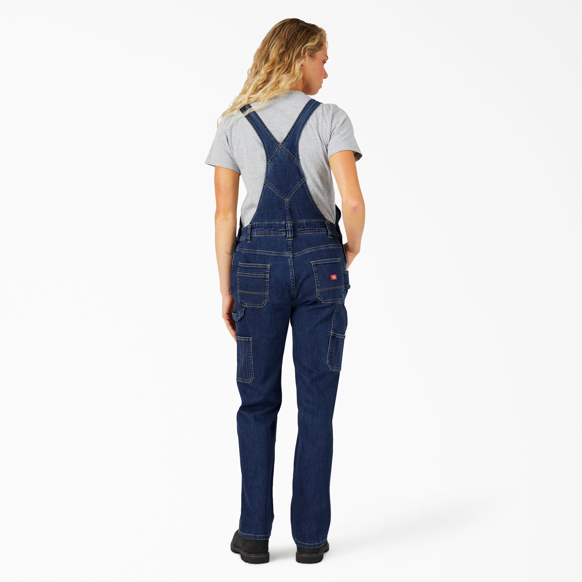 Women's Straight Fit Denim Double Front Bib Overalls - Image 2