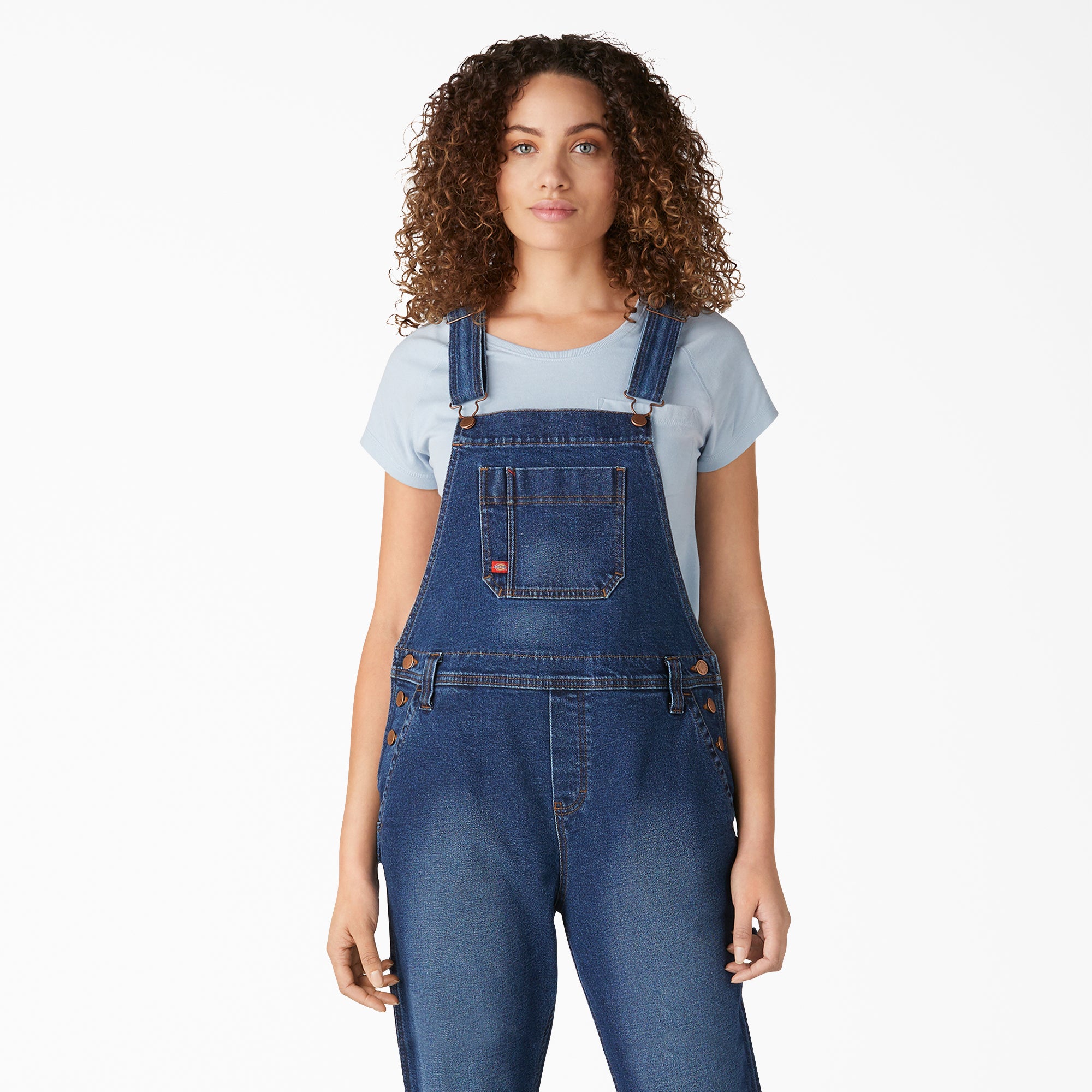 Women's Denim Boyfriend Fit Bib Overalls - Image 5