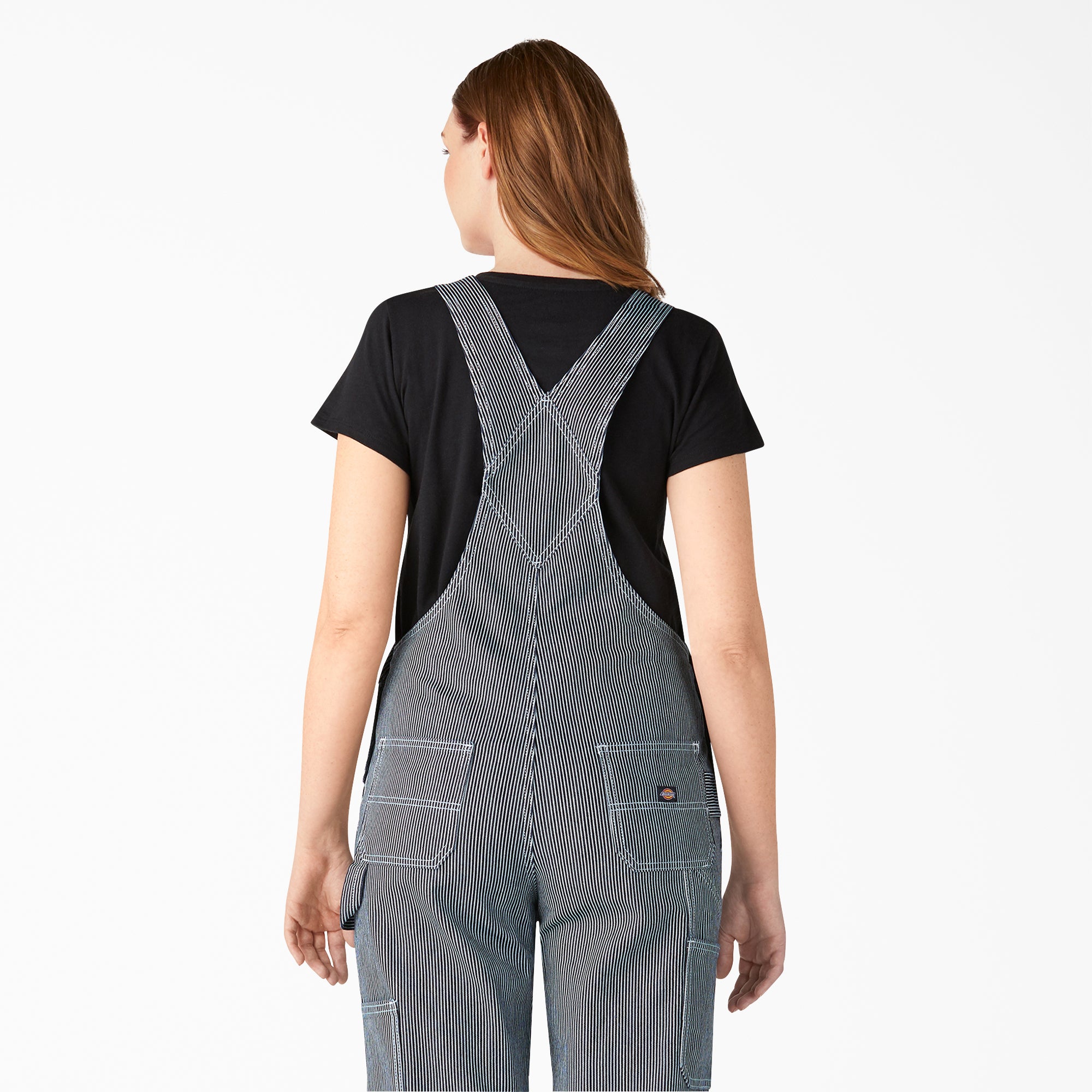 Women's Hickory Stripe Boyfriend Fit Bib Overalls - Image 5