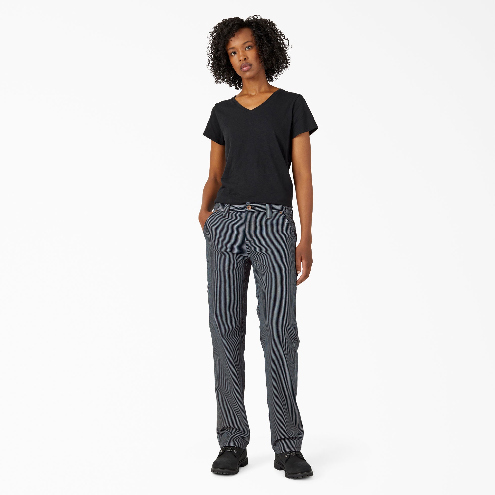 Women's FLEX Relaxed Fit Hickory Stripe Carpenter Pants - Image 5