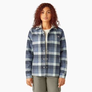 Women's Flannel Hooded Shirt Jacket