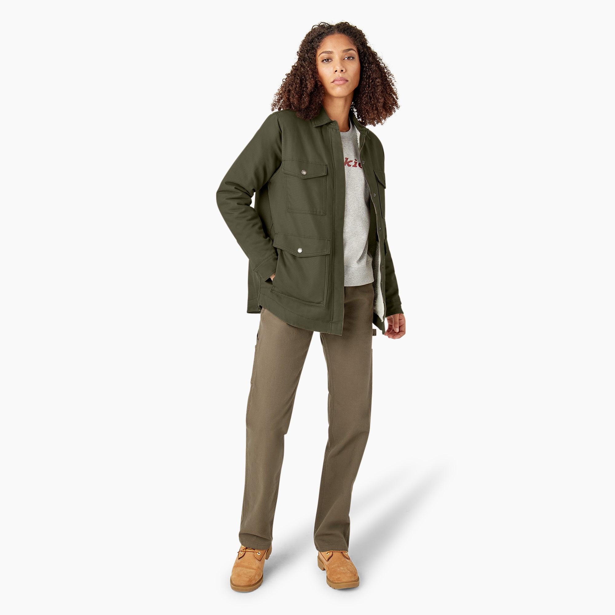 Women's Duck High Pile Fleece Lined Chore Coat - Image 5