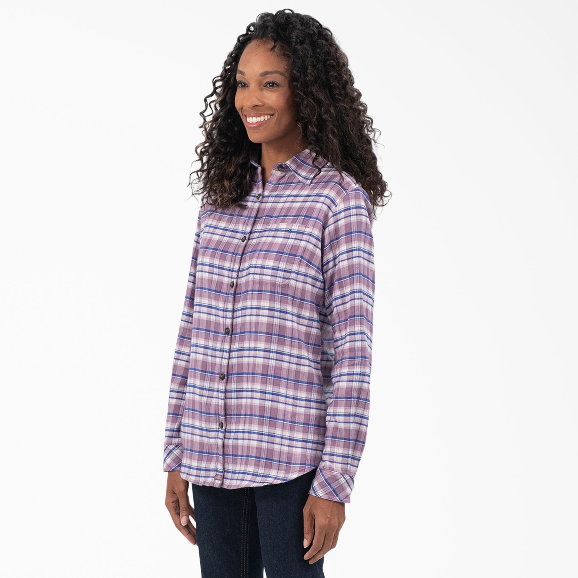Women's Plaid Flannel Long Sleeve Shirt - Image 3