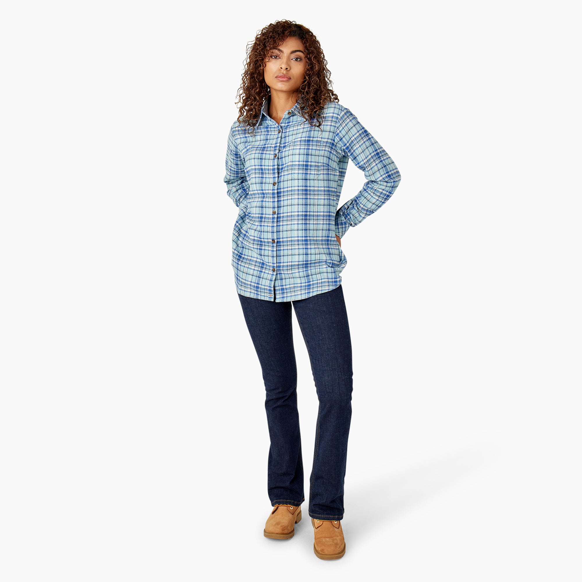 Women's Plaid Flannel Long Sleeve Shirt - Image 5