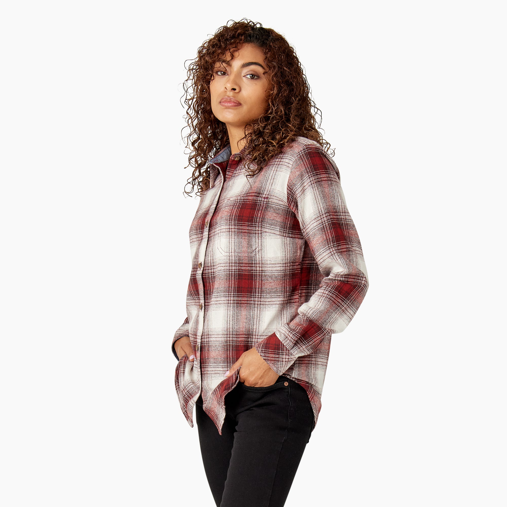 Women's Plaid Flannel Long Sleeve Shirt - Image 3