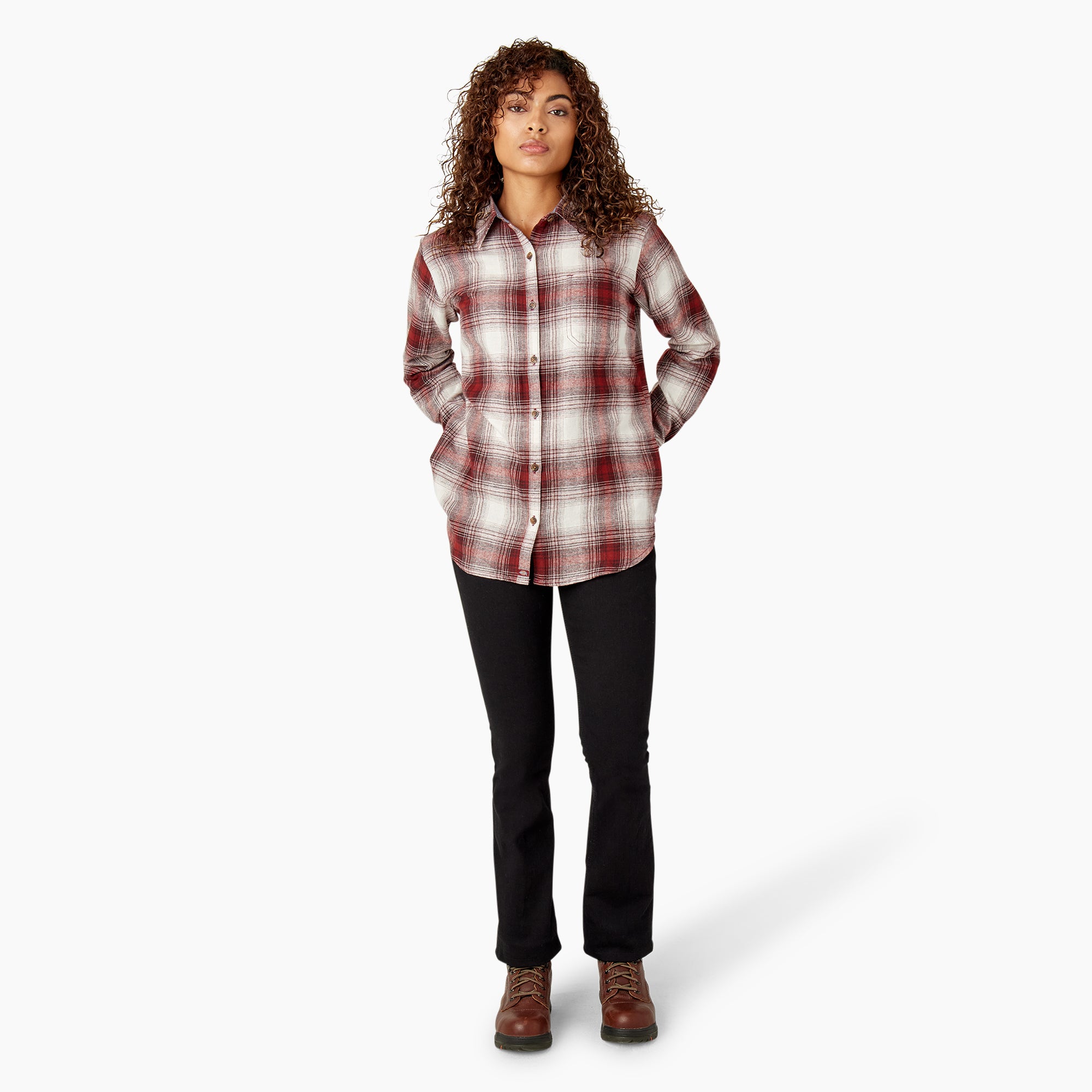 Women's Plaid Flannel Long Sleeve Shirt - Image 5