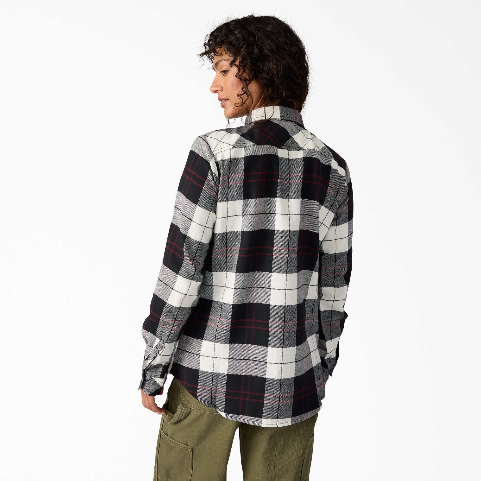Women's Plaid Flannel Long Sleeve Shirt - Image 2