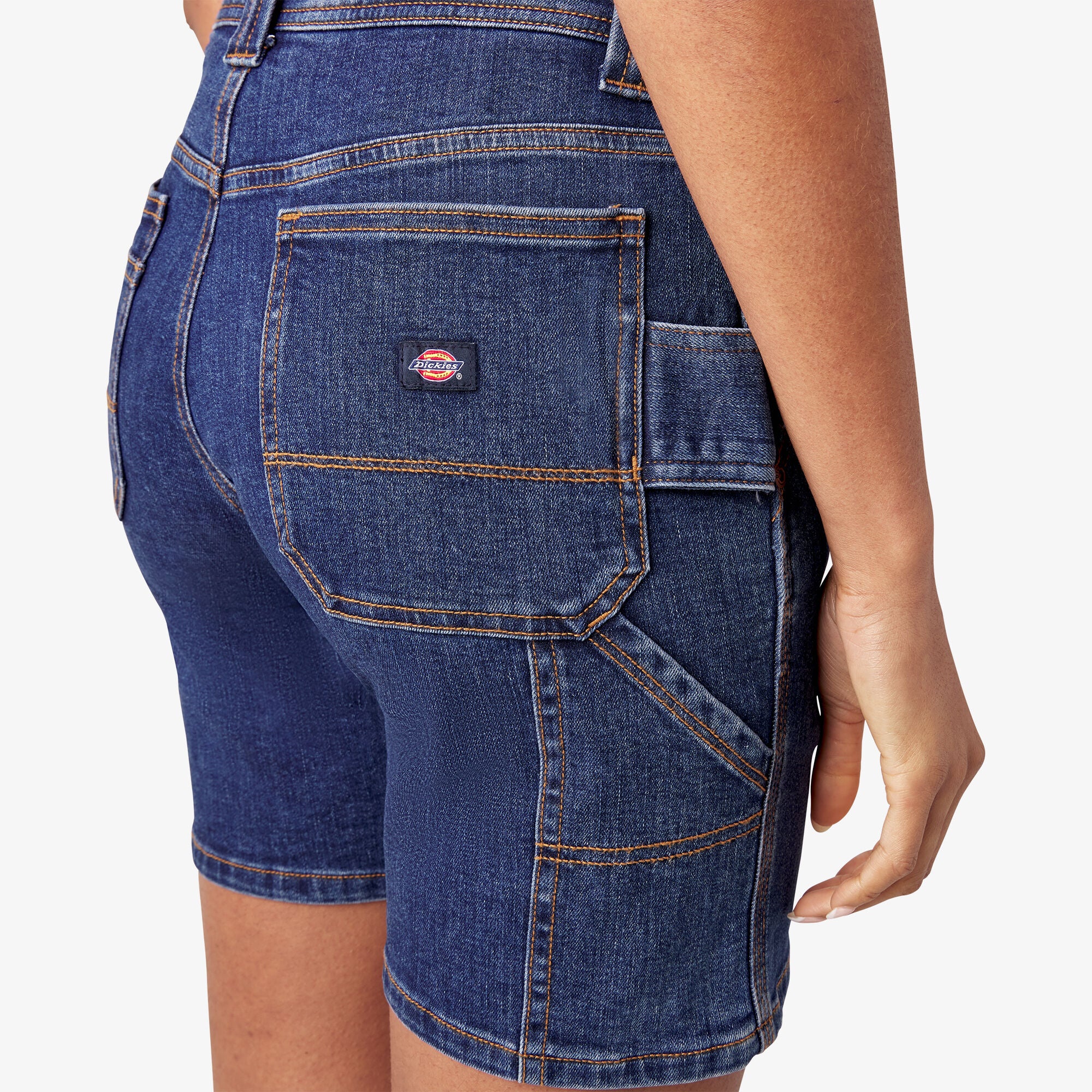 Women's Relaxed Fit Denim Carpenter Shorts. 7 - Image 8