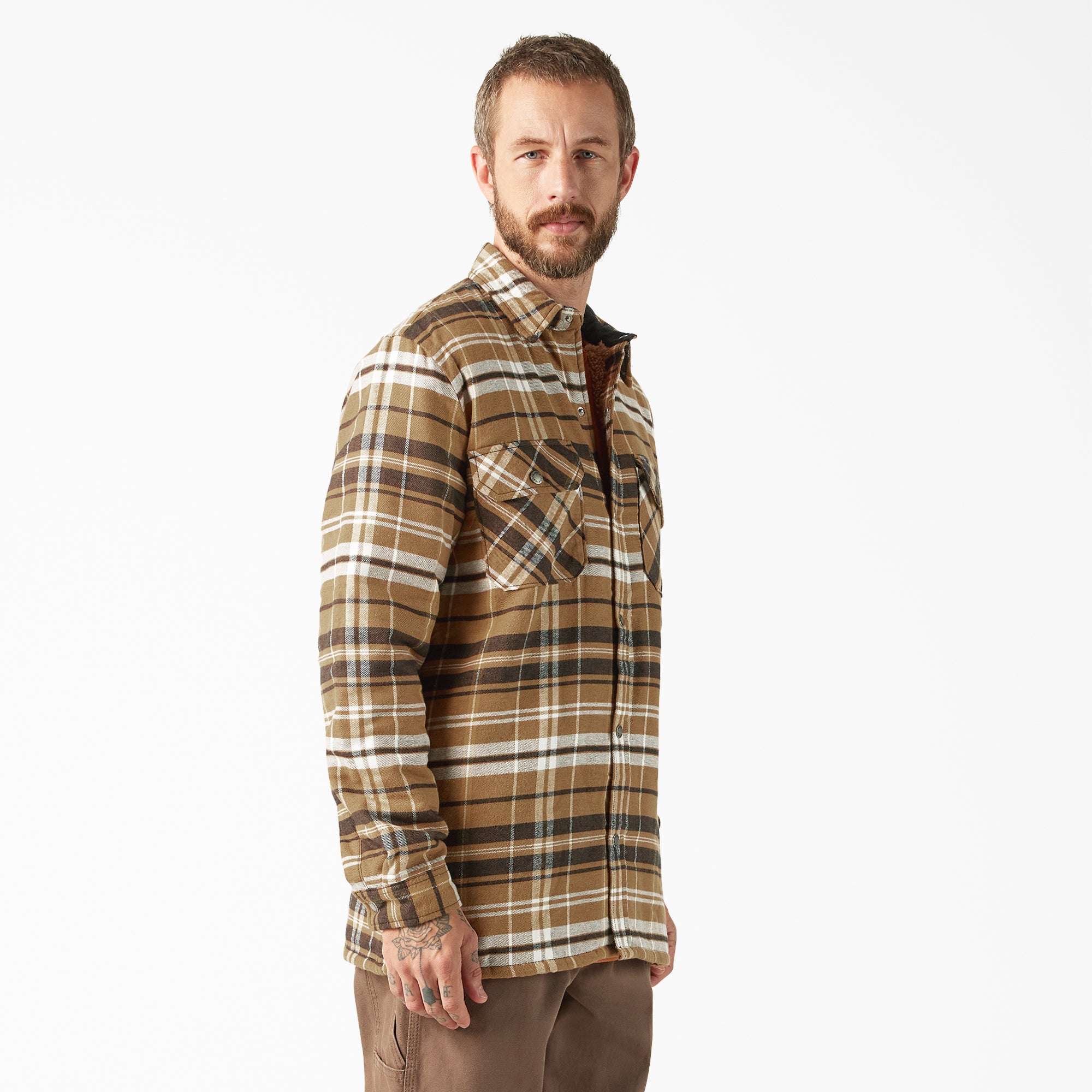 Water Repellent Fleece-Lined Flannel Shirt Jacket - Image 4