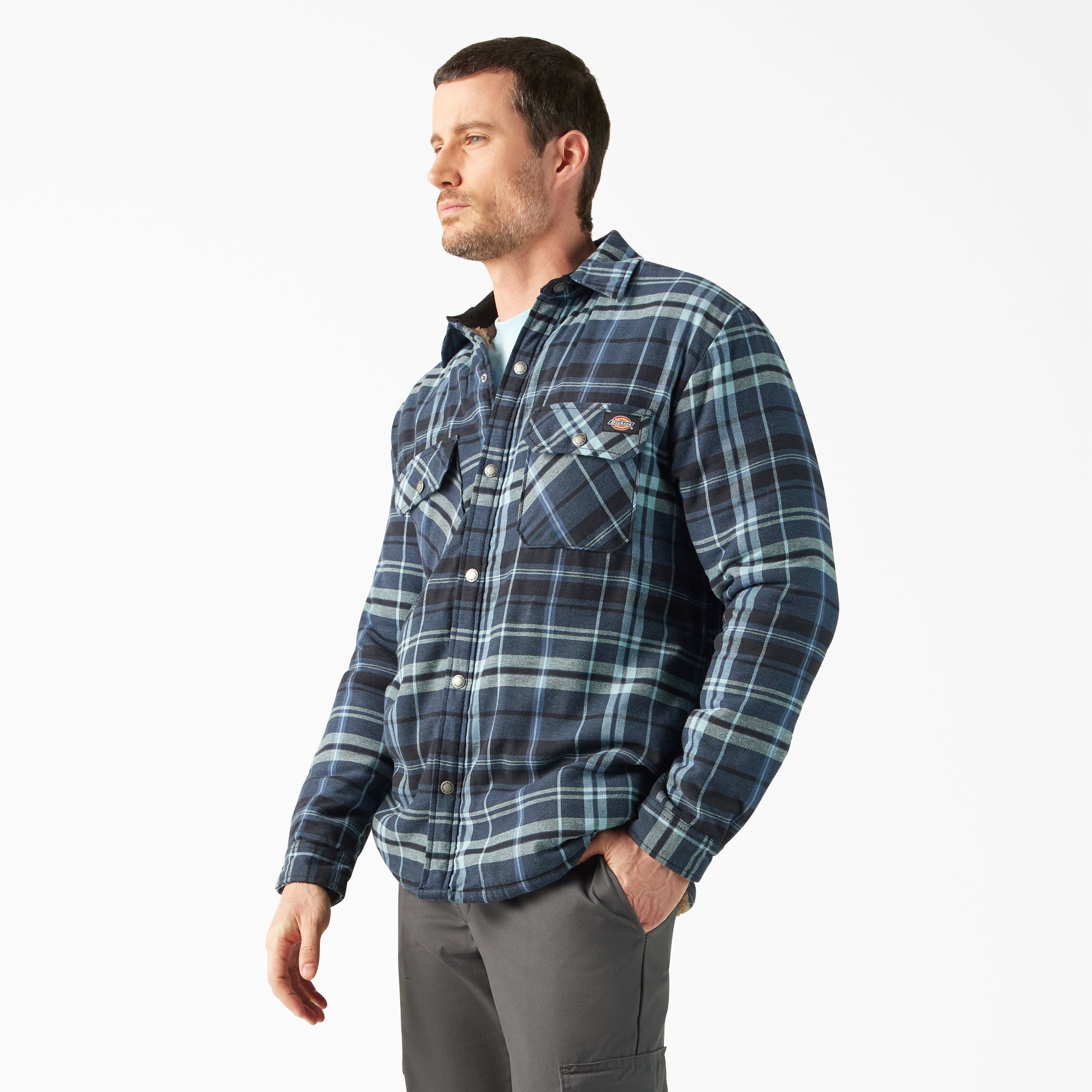 Water Repellent Fleece-Lined Flannel Shirt Jacket - Image 3