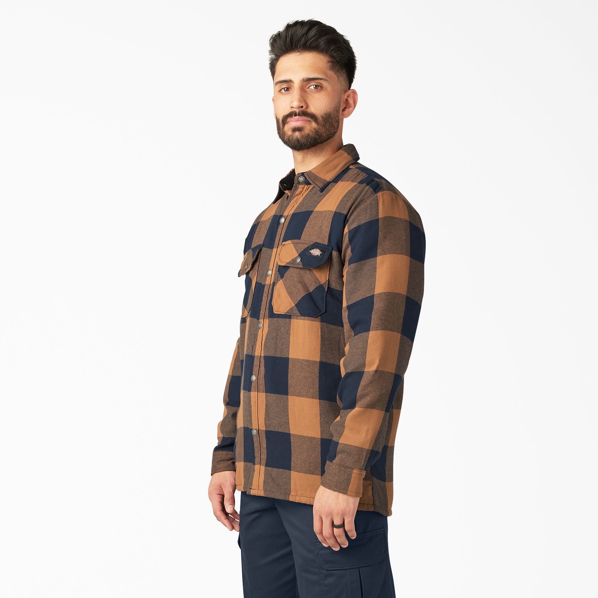 Water Repellent Fleece-Lined Flannel Shirt Jacket - Image 3