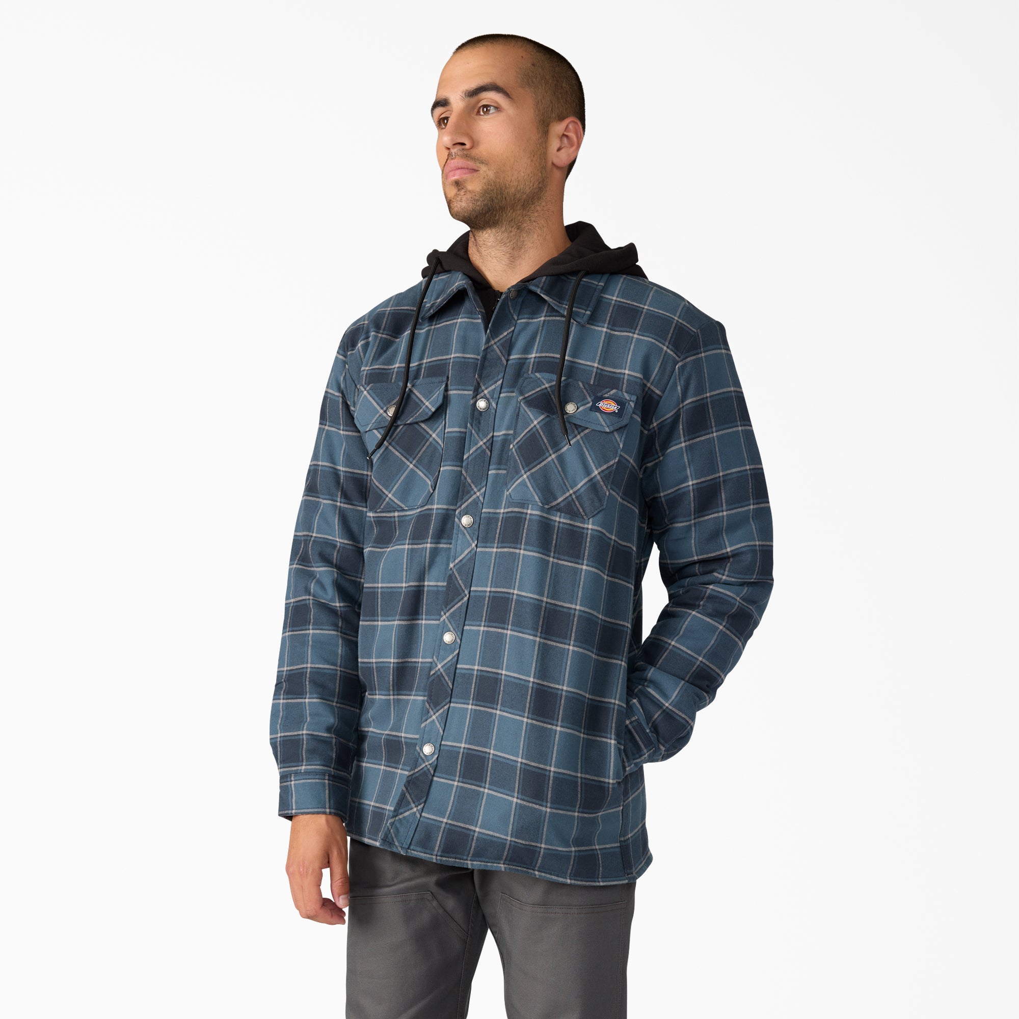Water Repellent Flannel Hooded Shirt Jacket - Image 3