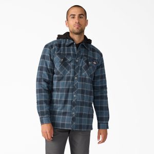 Water Repellent Flannel Hooded Shirt Jacket