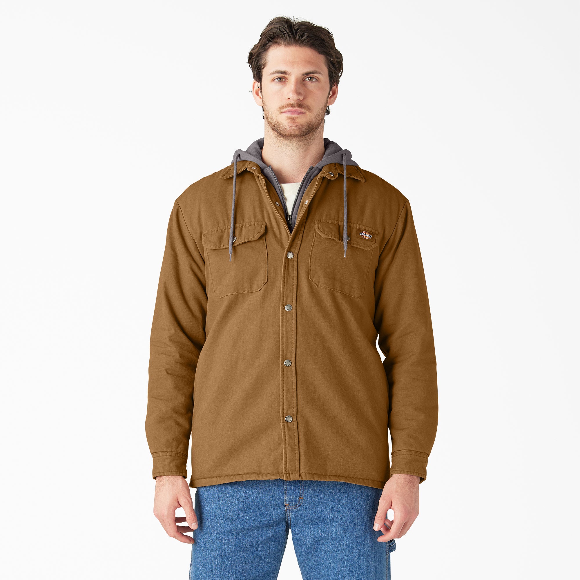 Water Repellent Duck Hooded Shirt Jacket