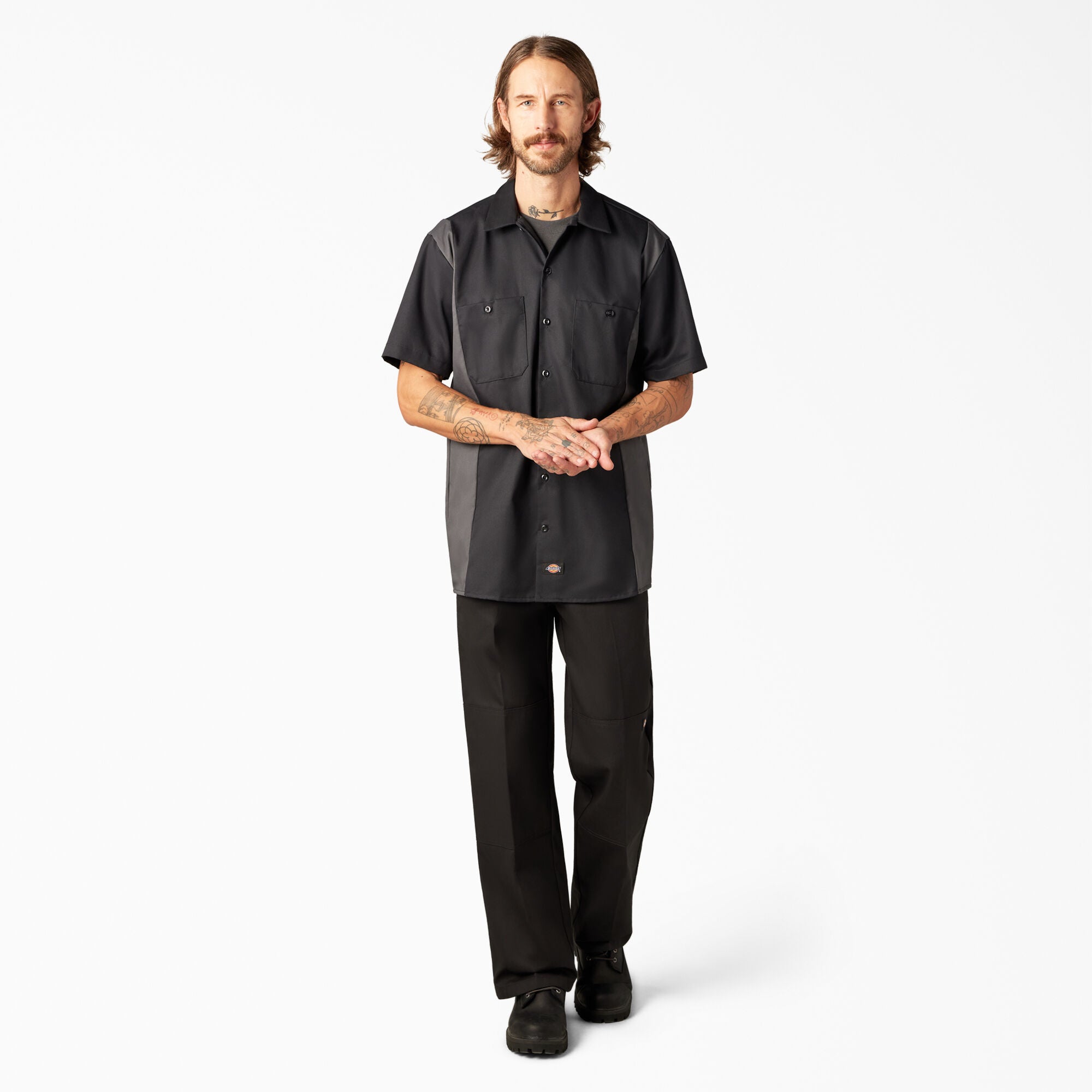 Two-Tone Short Sleeve Work Shirt - Image 5
