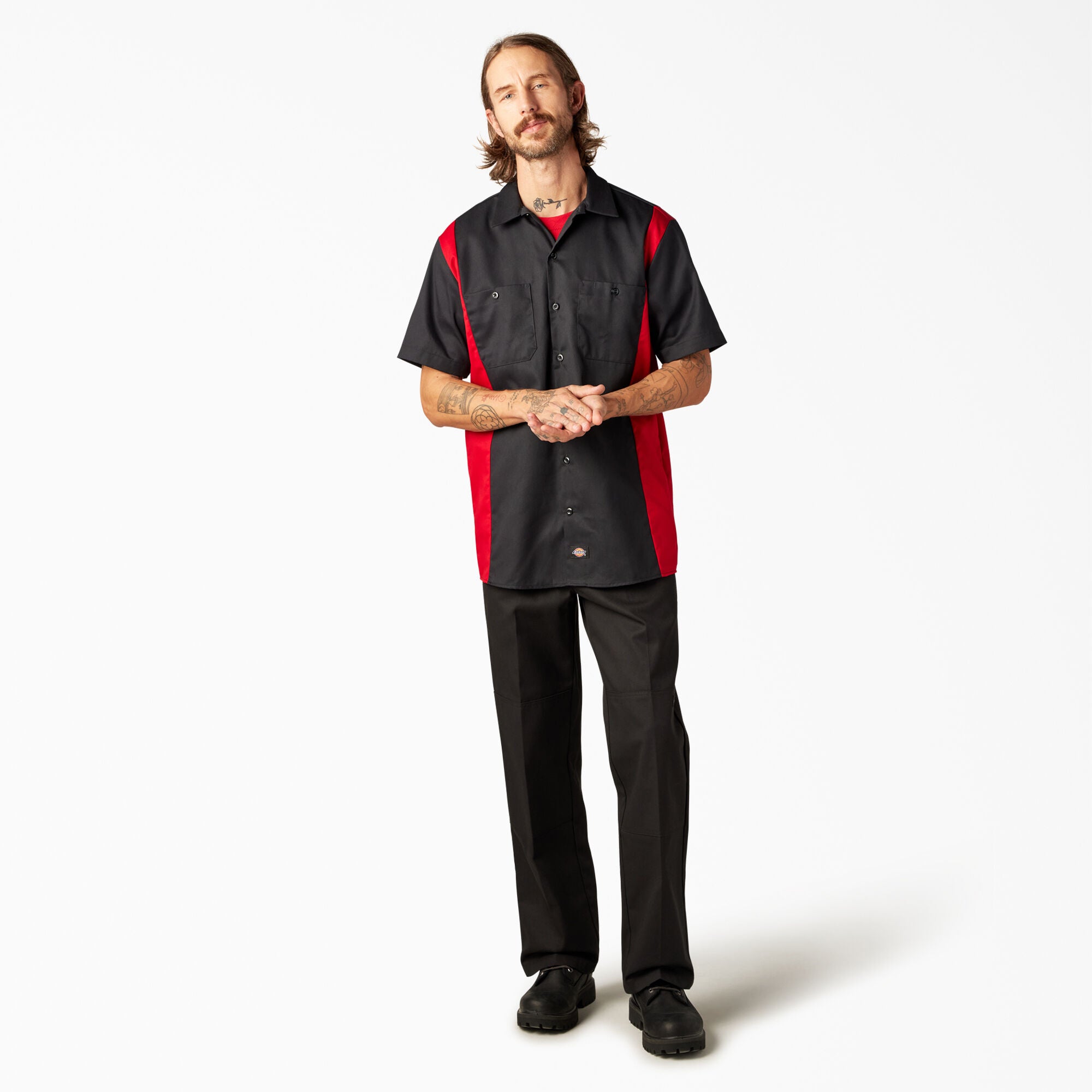 Two-Tone Short Sleeve Work Shirt - Image 3