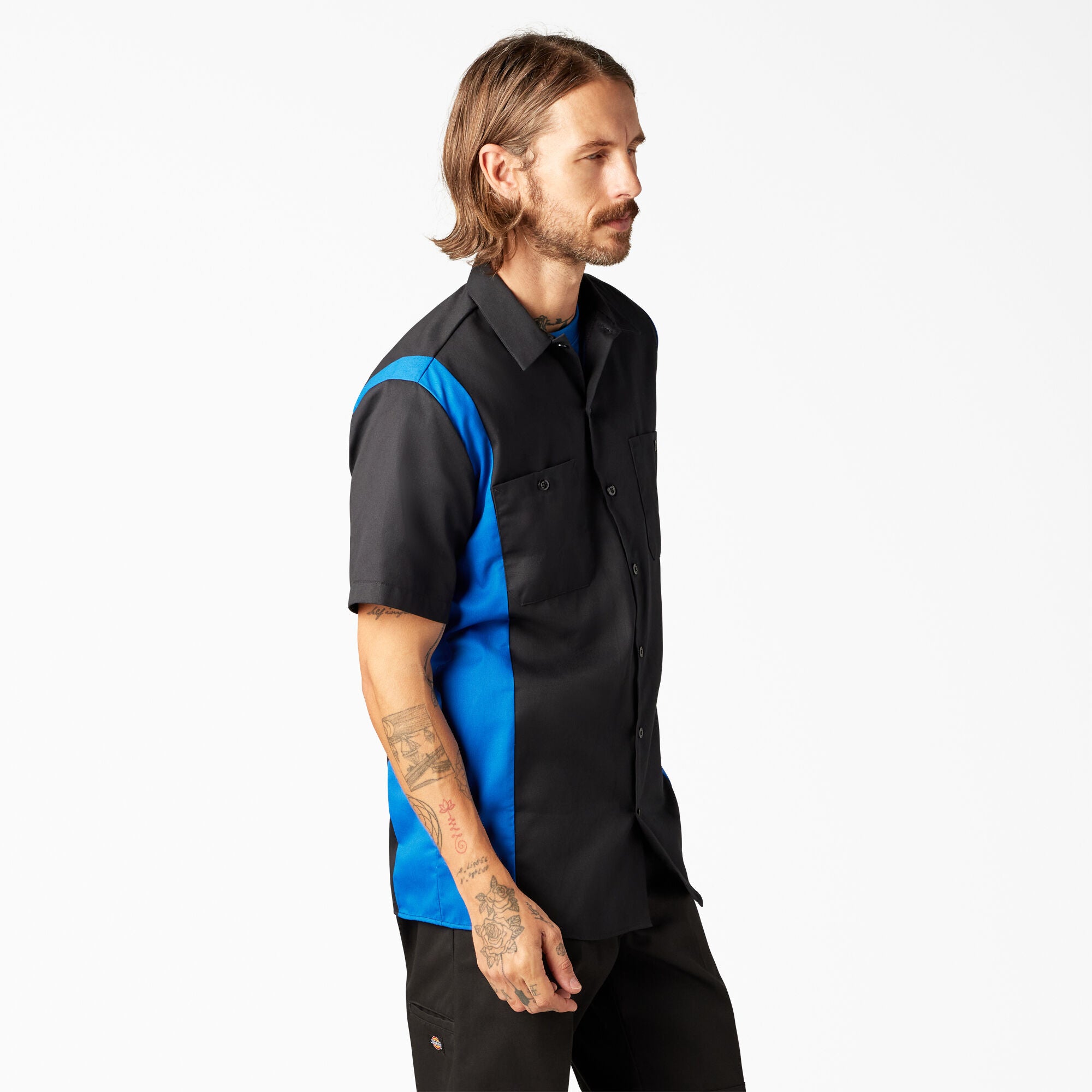 Two-Tone Short Sleeve Work Shirt - Image 4