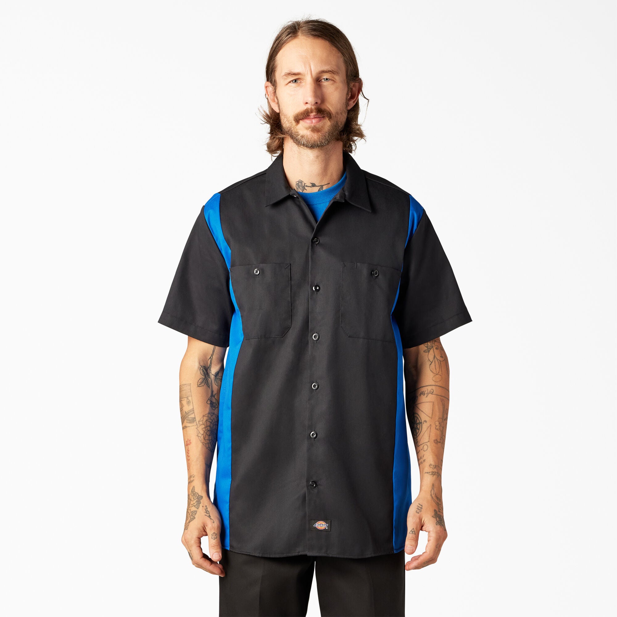 Two-Tone Short Sleeve Work Shirt