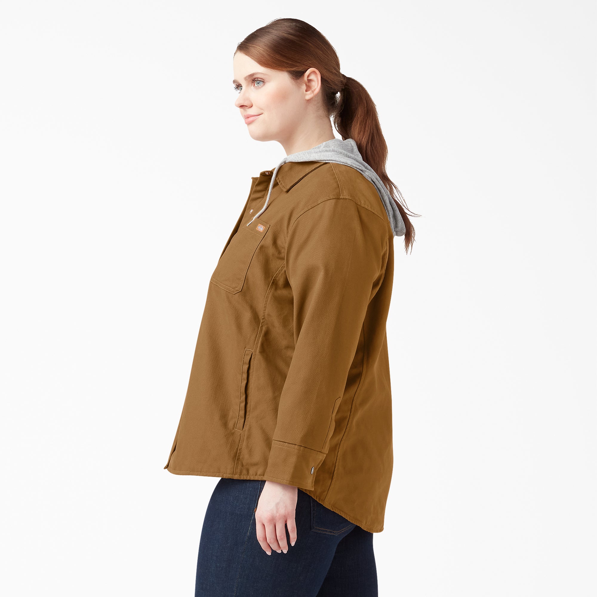 Women's Plus Duck Hooded Shirt Jacket - Image 3