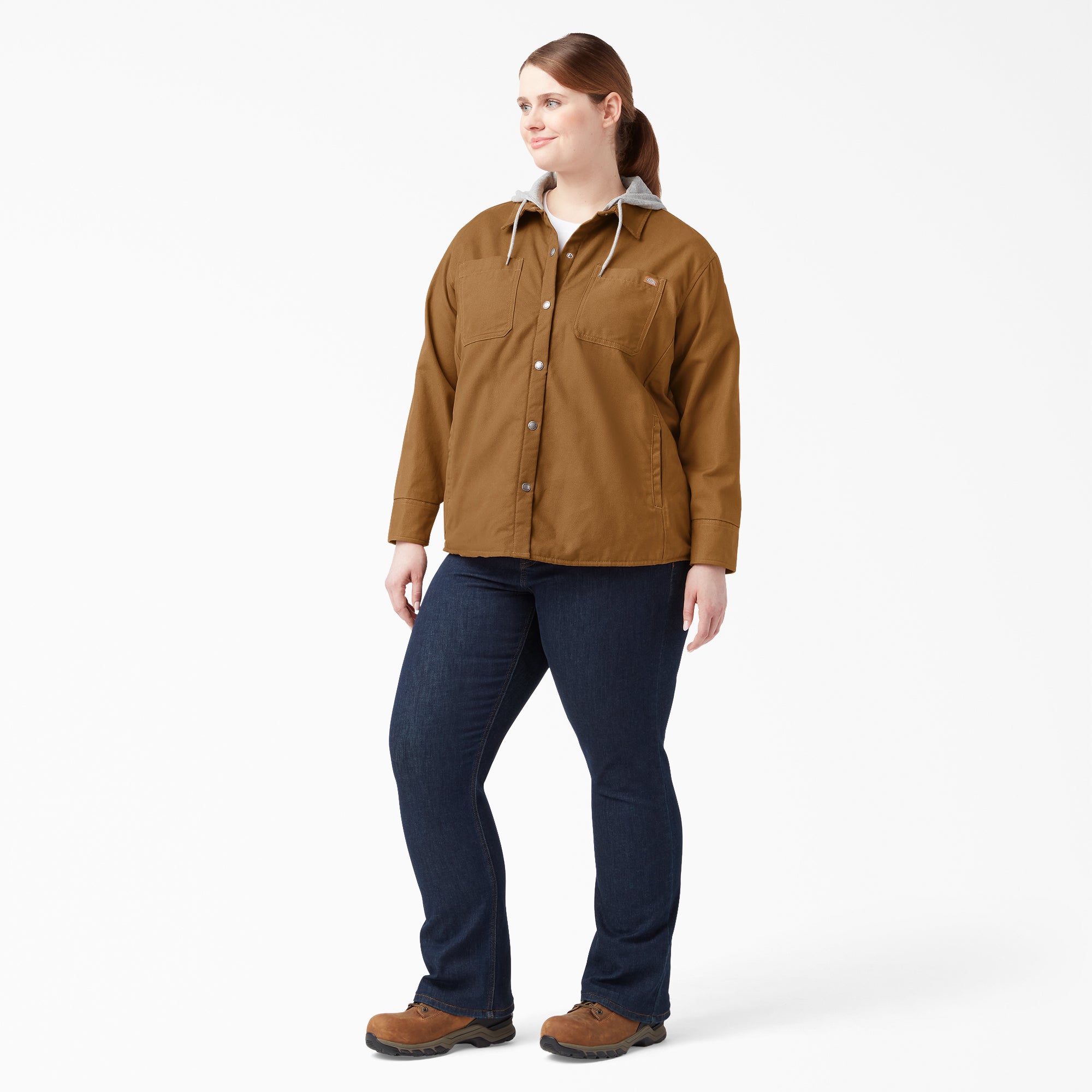 Women's Plus Duck Hooded Shirt Jacket - Image 4