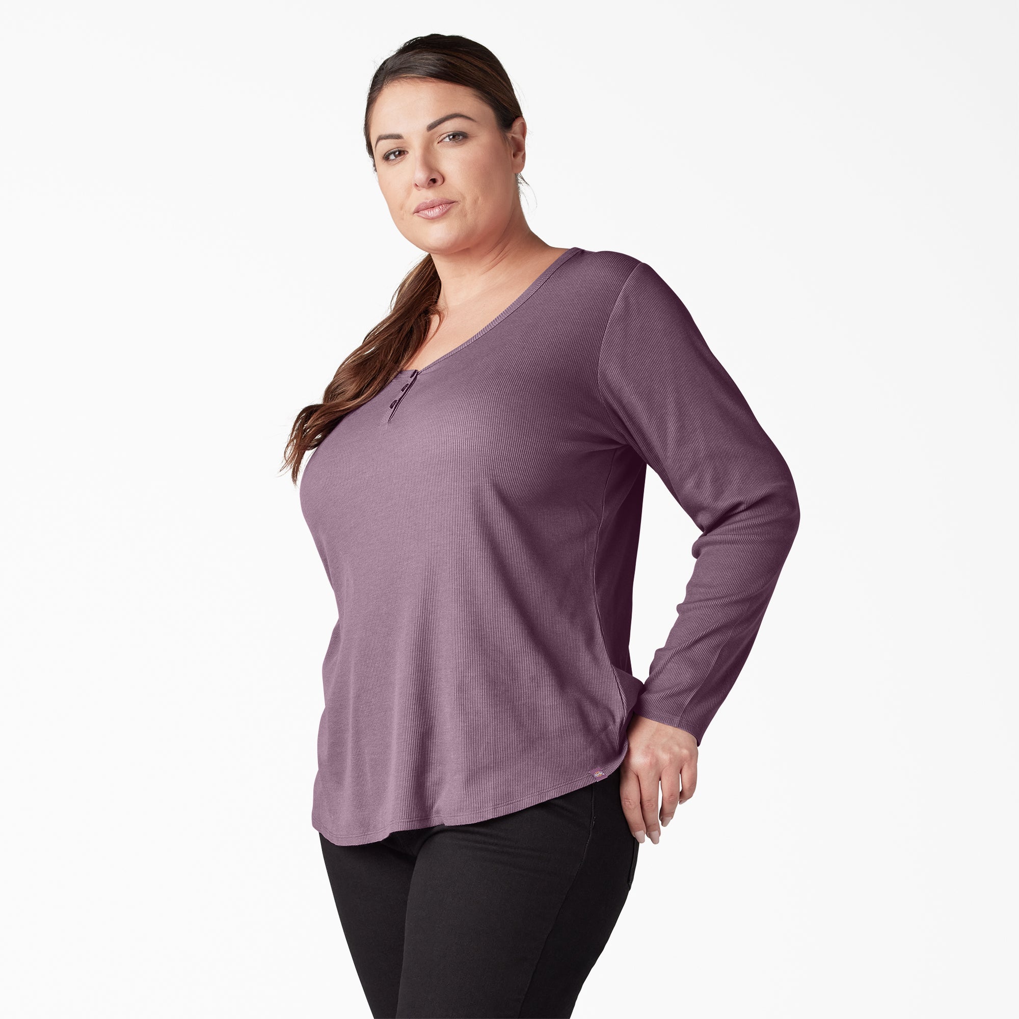Women's Plus Henley Long Sleeve Shirt - Image 3