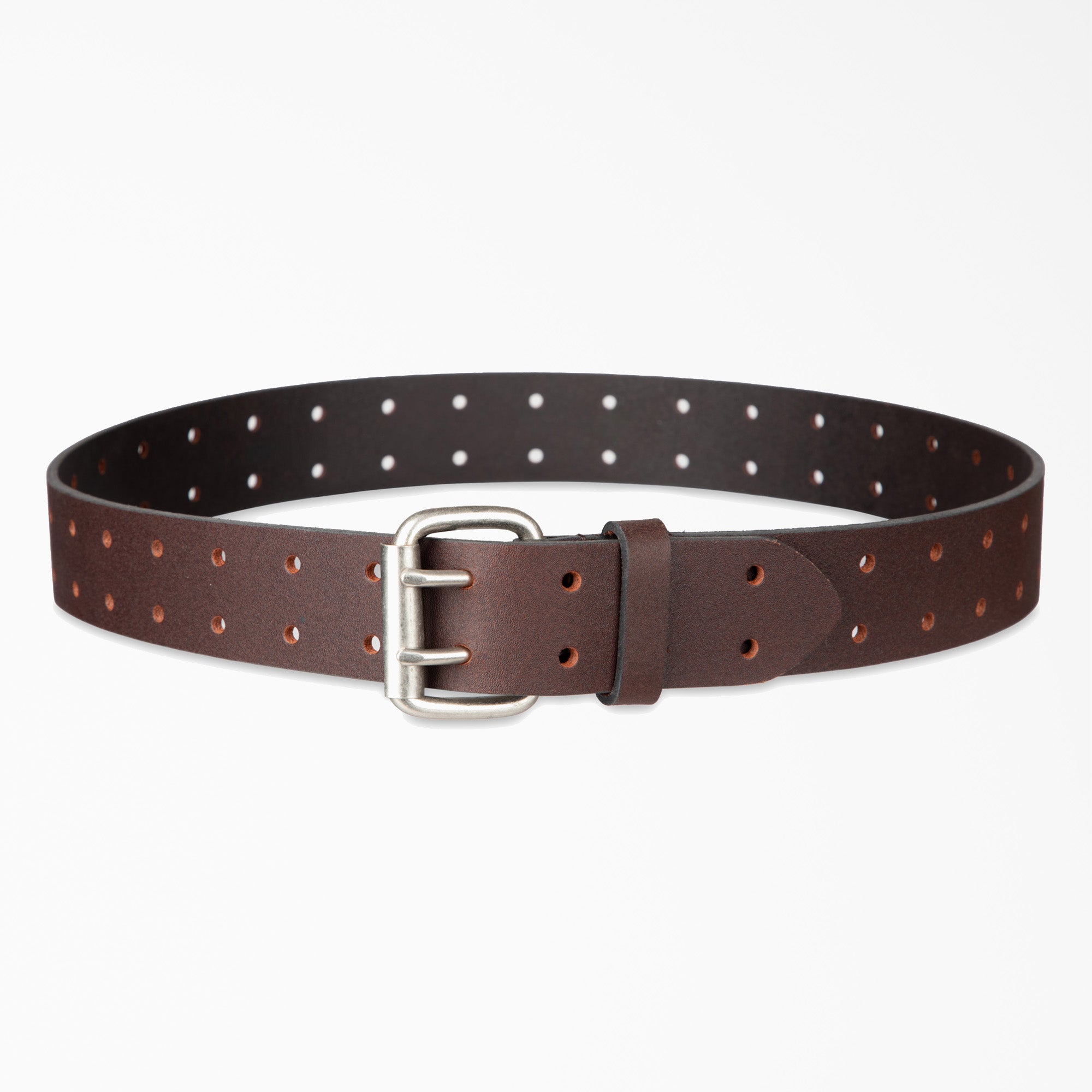 Perforated Leather Double Prong Buckle Belt - Image 3