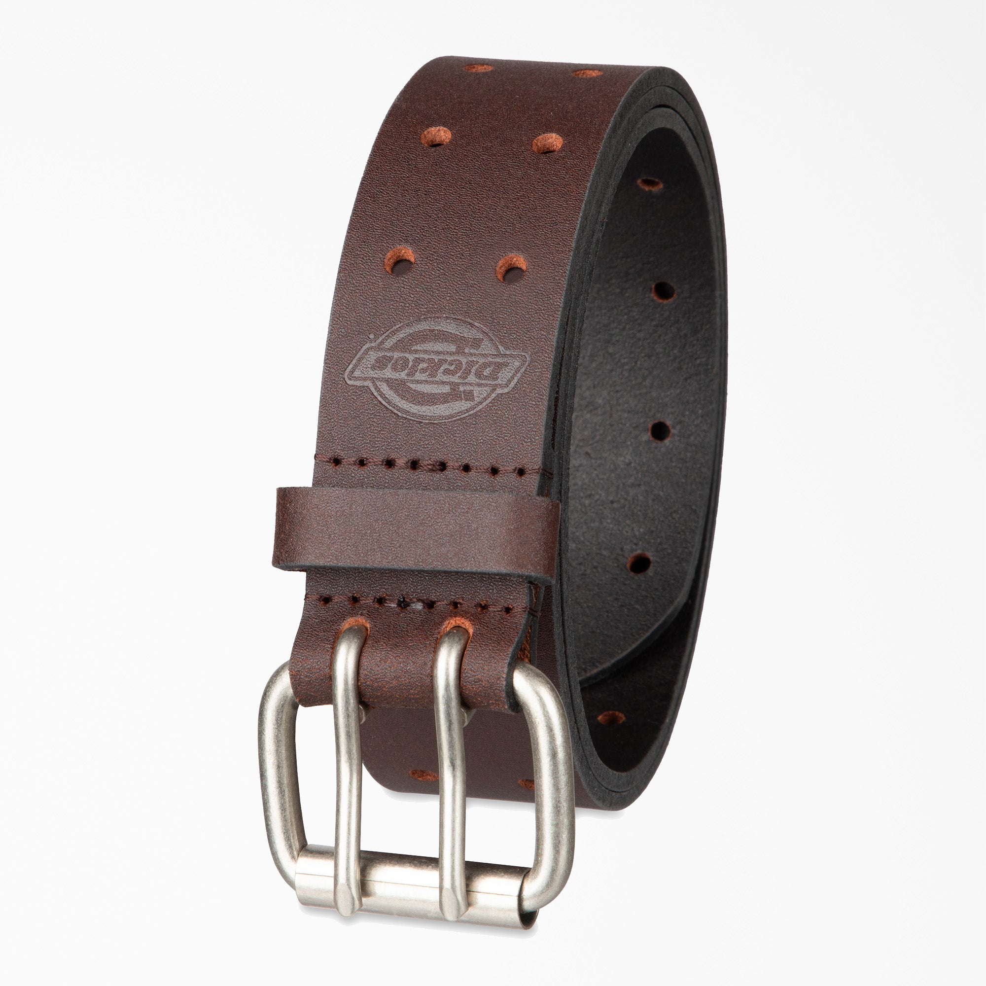 Perforated Leather Double Prong Buckle Belt - Image 4
