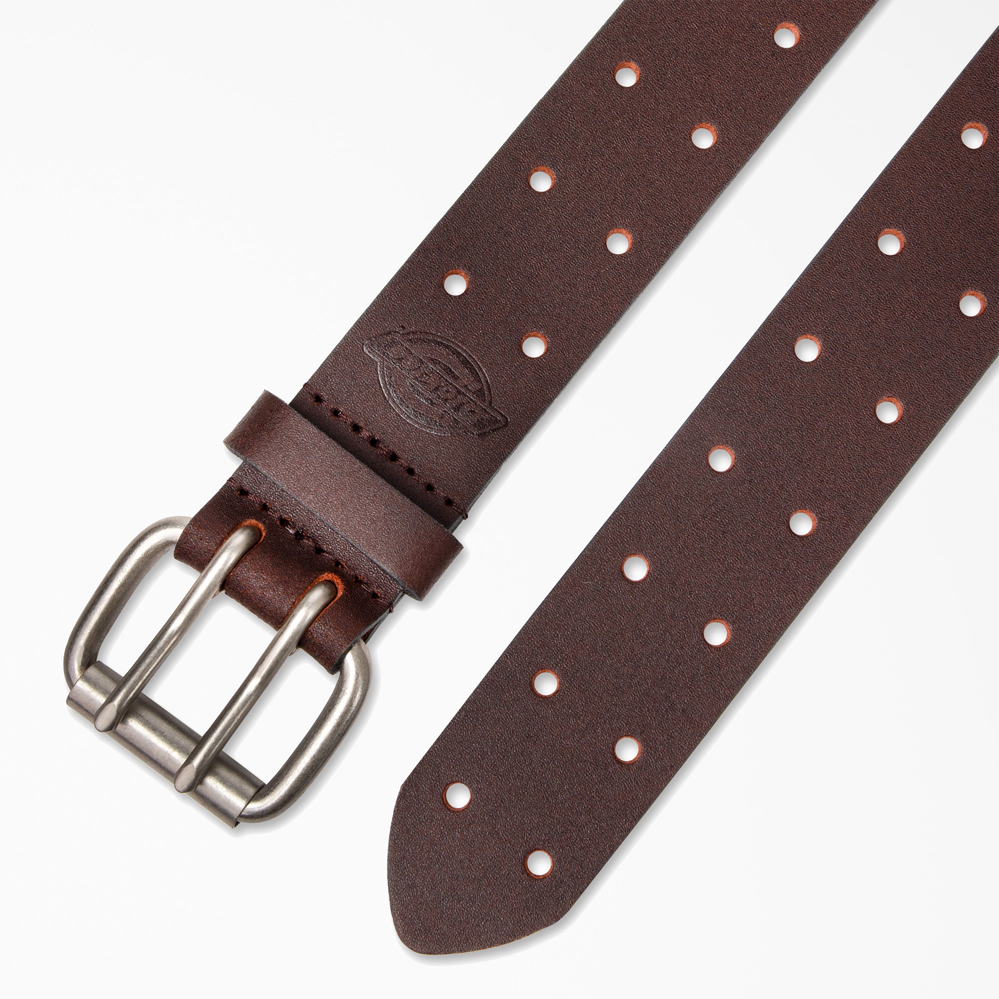 Perforated Leather Double Prong Buckle Belt - Image 2