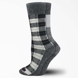 Women's Thermal Plaid Crew Socks. Size 6-9. 2-Pack
