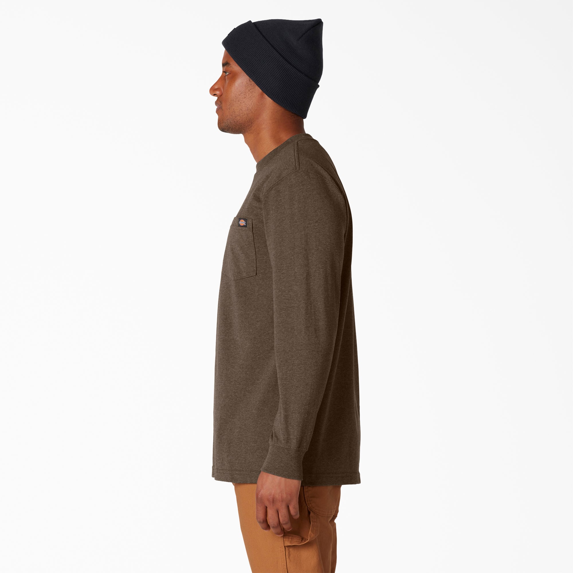 Heavyweight Heathered Long Sleeve Pocket T-Shirt - Image 3