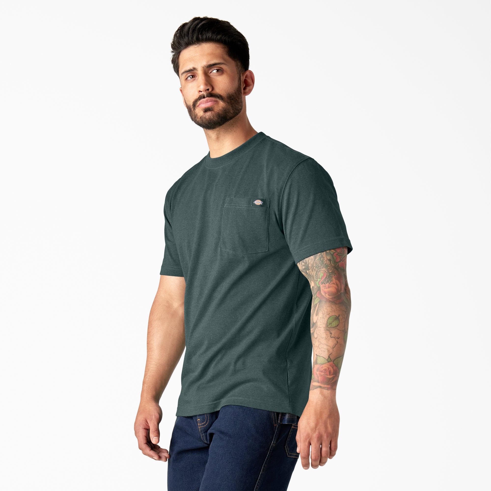 Heavyweight Heathered Short Sleeve Pocket T-Shirt - Image 3